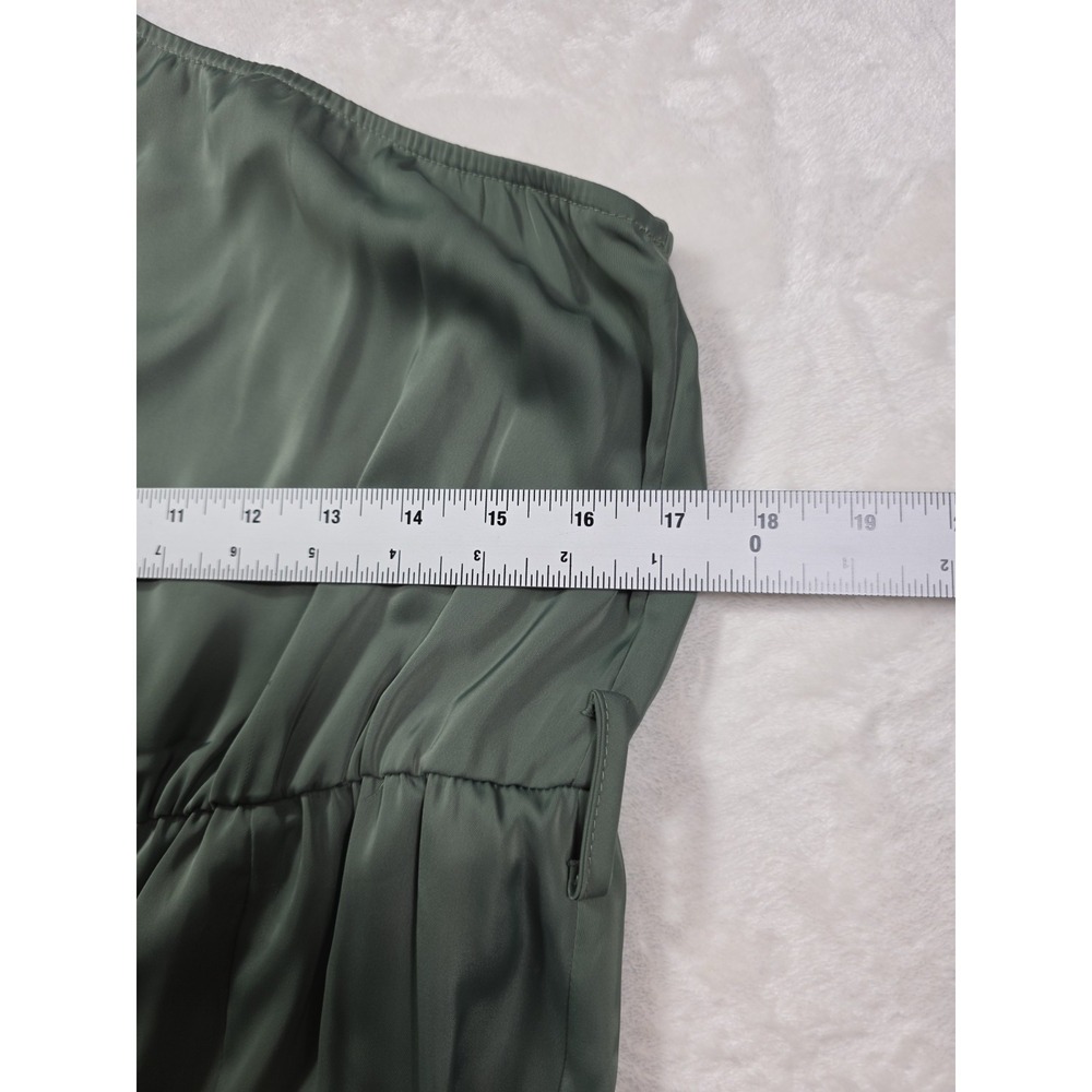 Kirundo One Shoulder Maxi Dress Sage Green Long Sleeve Slit Size L NWOT - Picture 7 of 12